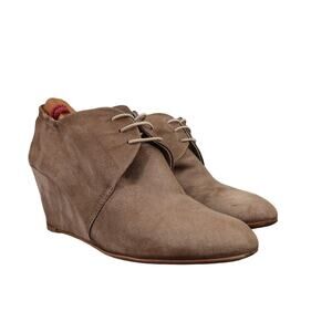 AGL Shoes Womens 38 Booties Fashion Wedge Desert Chukka Leather Lace Up Brown